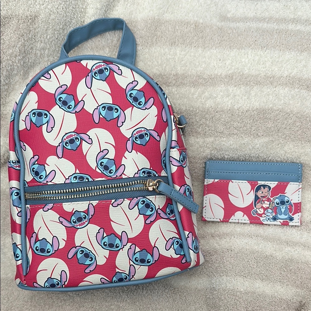Lilo & Stitch Print Mini Backpack Wallet Set